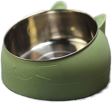  AYENCI Cat Automatic Water, Cat Dog Bowl Inclined Stainless Steel Cat Food Container Non Slip Base Pet Water Feeder Safeguard Neck Puppy Cats Bowls Supplies (Size : Branco)