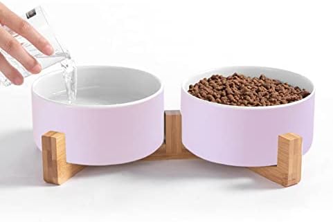  A4DOG Dog Bowl, Small Dog For Food And Water Elevated Ceramic Dog Bowls With Stand Raised Dog Cat Bowl Set Splash Proof Dog Water Bowl Dog Feeding Station For Small Medium Dog, Cat, Puppy Green
