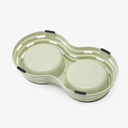  POPETPOP Petgentle Dog Water Food Feeder Cat Feeding Stainless Steel Double Bowl Skid Resistant Drinking Holder Container For Cat Puppy Kitten Dark Green Moultrie Feeder