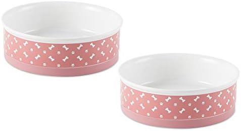  Bone Dry Ceramic Pet Bowls, Microwave & Dishwasher Safe Non-Slip Bottom For Secure Feeding With Less Mess, Small Bowl Set, 4.25x2, Gray/Black, 2 Count