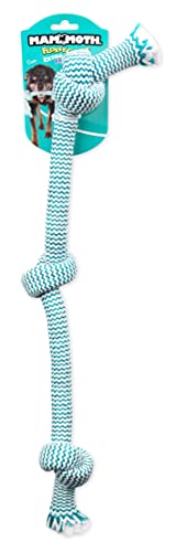  Mammoth Flossy Chews Extra Fresh 3 Knot Tug – Premium Cotton-Poly Yarn With Dental Floss Tug Toy For Dogs – Interactive Dog Rope Toy – Tug Dog Chew Toy For Large Dogs - Large, 25”