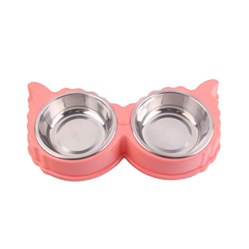  POPETPOP Portable Dog Bowl Portable Dog Bowl Puppy Dog Food Pet Feeder Stainless Steel Double Bowl Food Water Feeding Basin Tray For Pet Dog Cat () Portable Dog Bowl Metal Dog Bowls Metal Dog Bowls