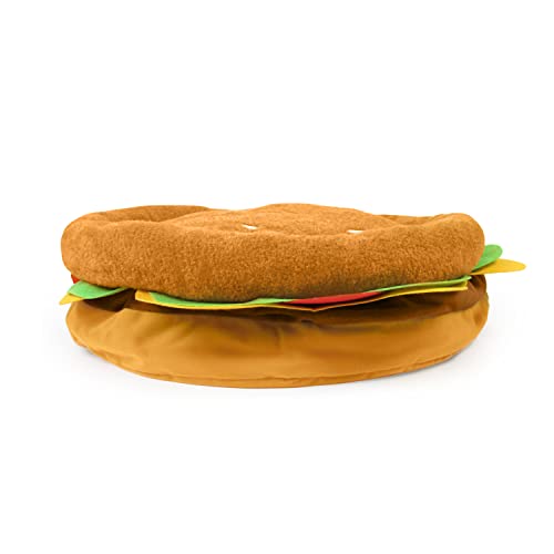  TONBO Soft Plush Small Cute And Cozy Food Dog Cat Bed, Washer And Dryer Friendly (Burger)