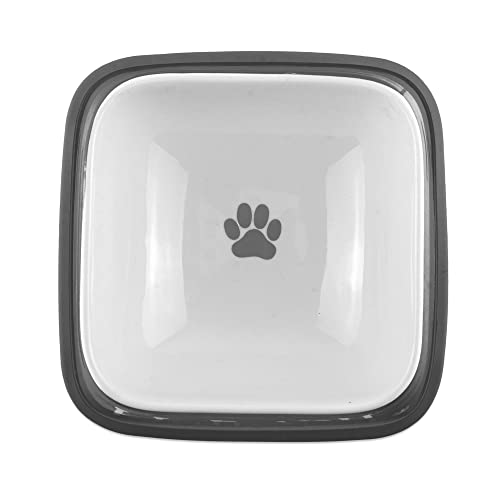  Bone Dry Hungry & Thirsty Pet Bowl, 6.75 X 6.75 X 2", Gray, Pack Of 2