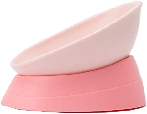  JWPC Bulldog Bowl Anti-Slip Dog Cat Dish Detachable Rubber Dog Bowl Pet Sterile Tilted Pet Feeder Slope Base (White, 2 Cup (Small/Medium Dog))