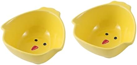  EVANEM 2pcs Rutin Chicken Feeding Pot Poultry Feeder Tray Chicken Feeder Tray Chicken Ceramic Bowl Animal Cage Ceramic Water Bowl Dispenser Container Bird Feeding Bowls Ceramics Yellow