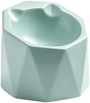  Balacoo Pet Ceramic Bowl Geometric Hexagon Bowl Feeder Food Dish For Dog Cat Puppy Or Kitten (Blue)