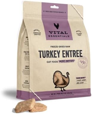  Vital Essentials Freeze Dried Cat Food, Pork Dinner Patties 8 Oz