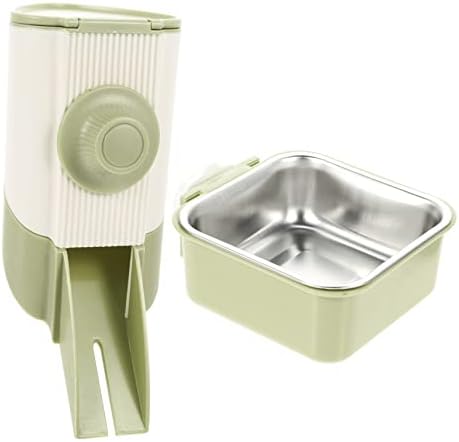  1 Set Dispenser Pig Cat Bird Cage Reusable Guinea Light Household Green Pigs Rat Stainless Bowl Ferrets Container Bunny Supply Feeder Food Accessories Cats Automatic Bowls Rabbits