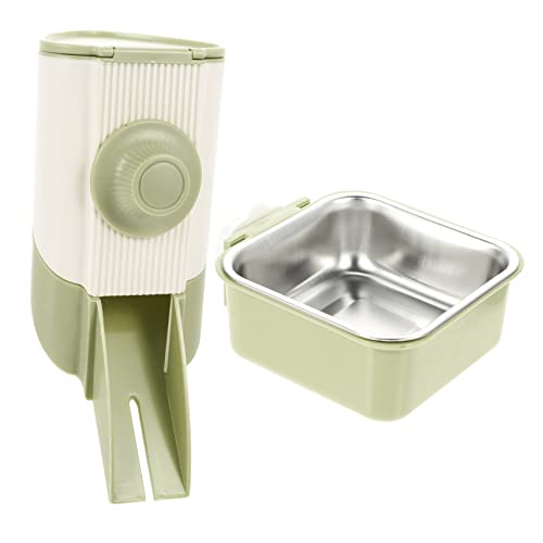  1 Set Dispenser Pig Cat Bird Cage Reusable Guinea Light Household Green Pigs Rat Stainless Bowl Ferrets Container Bunny Supply Feeder Food Accessories Cats Automatic Bowls Rabbits
