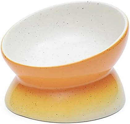  Hapiso Ceramic Raised Cat Bowls,Tilted Elevated Food Or Water Bowls For Small Dog Cat, Porcelain Pet Feeder Bowl Protect Cat's Spine