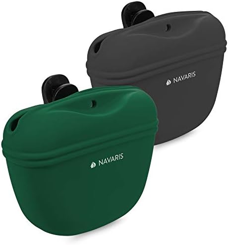  Navaris Silicone Dog Treat Pouch - Training Pet Puppy Bag Pocket Snack Treat Food Holder With Clip For Belt For Dog Walks - Set Of 2