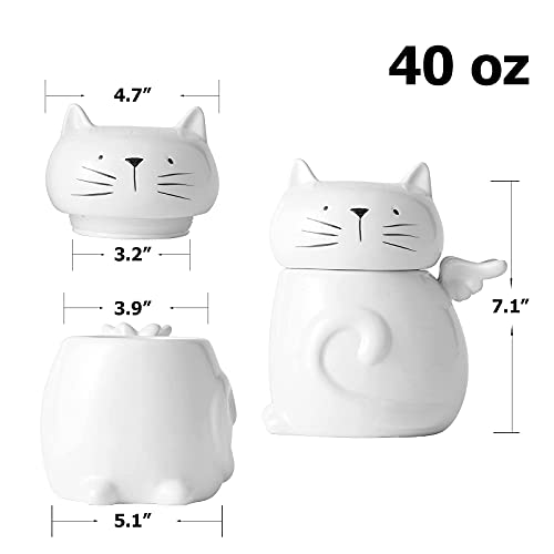  Y YHY 40oz Cat Treat Cookie Jar & 24oz Ceramic Dog And Cat Bowl Set