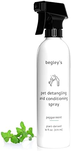  Begley's Natural Pet Detangling Spray - Premium Essential Oil Scented Detangler Spray For Dogs, Puppies & Cats - Dog Leave In Conditioner Spray - Dematting Spray For Dogs & Pets - 16 Oz, Baby Powder