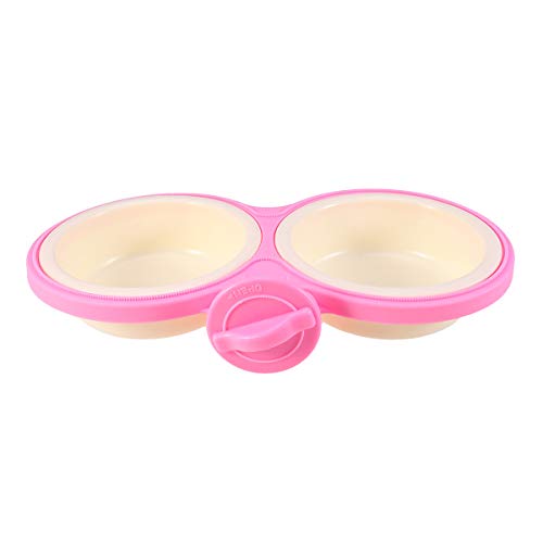  POPETPOP Dog Crate Feeder-Durable Pet Bowls Hanging Water Bowl For Dog Cage Cat Double Bowls Coop Cup Feeder-Pink