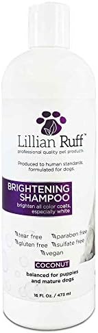  Lillian Ruff Ultra-Brightening Professional Whitening Shampoo For Dogs & Leave-in Dog Conditioner Detangler Spray Set - PH-Balanced Dog Whitening Shampoo & No Rinse Hydrating Dog Conditioning Spray