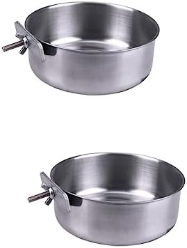  POPETPOP 3pcs Pet Hanging Food Bowl Stainless Steel Coop Cups Parrot Dish Dispenser Bowl For Parrot Bird Feeding Bowl Silver Food Box Feed Water Dog Water Bowls Bowl For Birds Bird Dish Cup