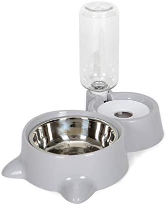  Fanct Pet Dog Cat Bowl With Water Dispenser, Anti-Skid Automatic Feeder Double Bowl Non Wet Mouth Pet Food Dish
