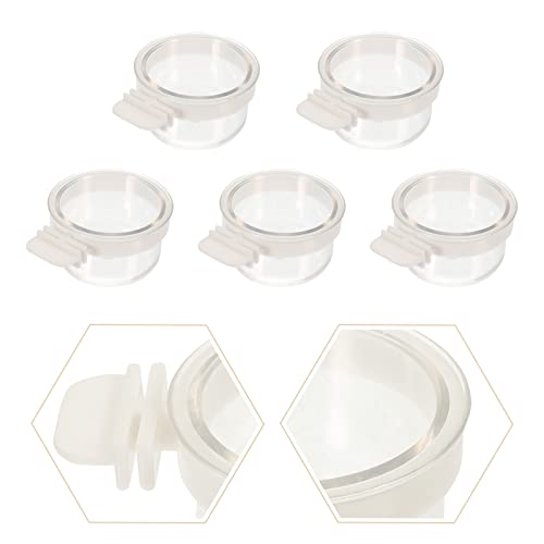  Ipetboom Food Containers Chicken Accessories 2pcs Bird Parrot Feeding Acrylic Parrot Feeder Parrot Food Container Bird Food Container Cups, 5PCS Parrot Hamster Accessories Chicken Feeder