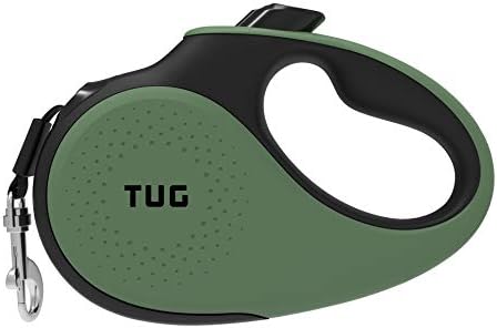  TUG 360° Tangle-Free Retractable Dog Leash With Anti-Slip Handle | 16 Ft Strong Nylon Tape| One-Handed Brake, Pause, Lock (Medium, Grey)