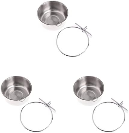 NOGRAX 2pcs Case Macaw, Bowl Conure Steel Feeder Cage Bowls Animals- & Clamp Birds M Foraging Parakeet Bird Hanging Cup Dish Cockatiel, Stainless Chinchilla, Feeder (Color : Silverx3pcs, Size : Sx3p