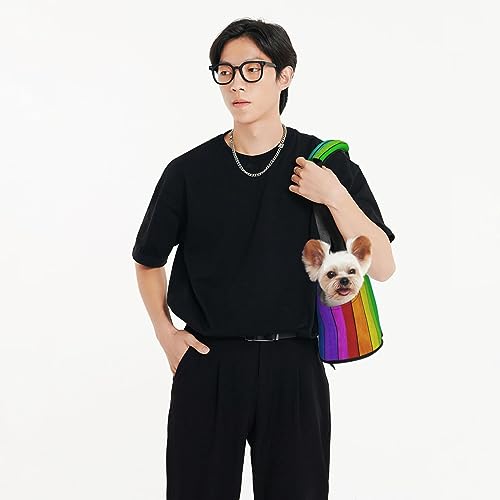  Mqgmz Rainbow Colored Wood Background Print Pet Carrier Tote Bag With Pocket Safety - Amazing Design