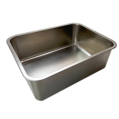  KUNWU Stainless Steel Food Grade 18" X 14" X 6" Extra Large Cat Litter Box With Silver Scoop Set