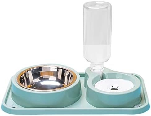  AYENCI Cat Automatic Water, Dog Cat Food Bowl Automatic Feeder With Water Dispenser Dog Drinking Bottle Pet Food Container Detachable Stainless Steel Bowl (Color : QG)