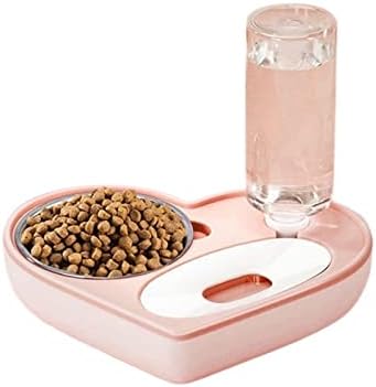  AYENCI Cat Automatic Water, 2 In 1 Pet Water Bowl, Stainless Steel Detachable Bowl For Pet, Dog And Small Cat (Size : Pink Bowl)