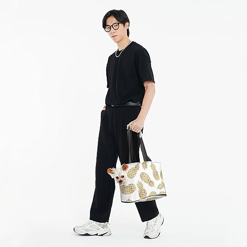  Mqgmz Golden Pineapple Background Print Pet Carrier Tote Bag With Pocket Safety - Amazing Design
