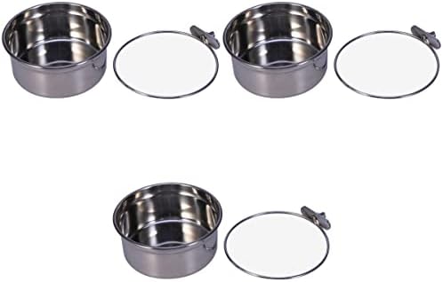  For Feeder Steel Stainless Hook Cups- Cat Dogs Cats, Bowl, Water Coop Parrot Dishes Feeding Cups Rabbit Size With Bowl Bowls Dog Hanging Bird Food Cage Animal And Small Clamp,