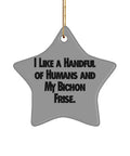  Special Bichon Frise Dog Gifts, I Like A Handful Of Humans And My Bichon Frise, Cheap Holiday Star Ornament From Pet Lovers, , Dog Toys, Dog Beds, Dog Collars, Dog Leashes, Dog Food