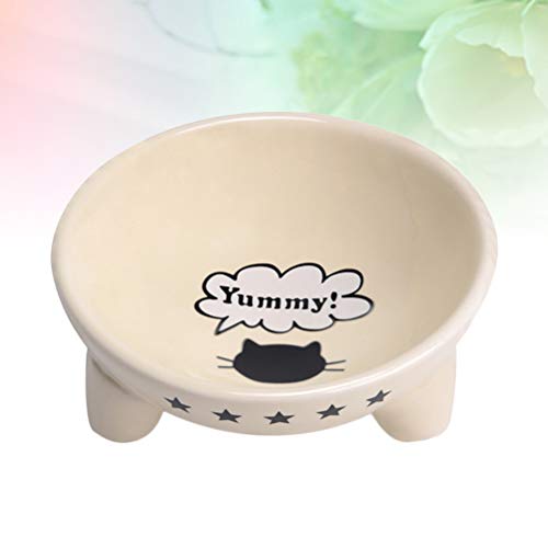  Cat Bowls Pet Bowl Pet Table Ceramic Bowl Dogs Cat Food Bowl Small Pet Dish On Stand Dog Food And Water Bowls (White) Cat Bowl