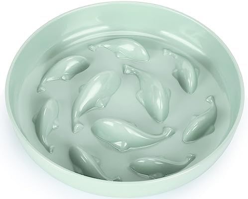  Gonalulu Slow Feed Dish For Cats And Small Dogs, Fish Pool Design Pet Slow Feeder With Higher Edges, Fun Interactive Cat Puzzle Feeder Healthy Eating Diet Made Of Safe And Quality Material(White+Oval)