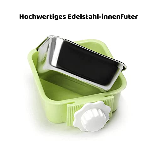  Pet Hanging Bowl For Crates, 2 In 1 Small Dog Bowl Puppy Bowl Removable Stainless Rabbit Bowl Cat Feeder Food Water Bowls For Puppy Cat Bird Rabbit Hamster Guinea Pig Ferret Small Animals (Green)
