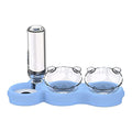 AYENCI Cat Automatic Water, Triple Dog Bowls 15-Degree Tilted Dog Food Dishes 3-in-1 Pet Double Food Dishes With Gravity Water Bottle Removable Wet Dry Food (Color : Light Blue)