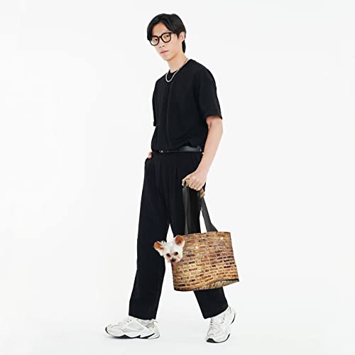  Mqgmz Industrial Brick Wall Background Print Pet Carrier Tote Bag With Pocket Safety - Amazing Design