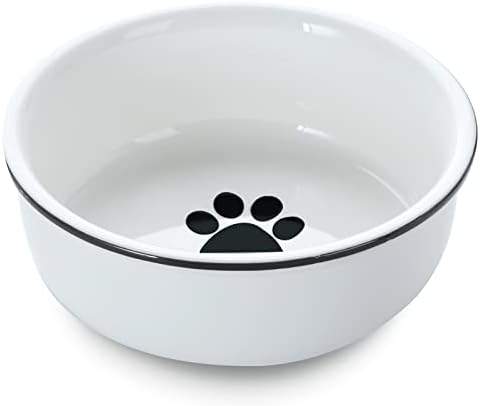  GDCZ Ceramics Raised Small Dog Or Cat Bowls For Pet Food 15 Ounces (Black)