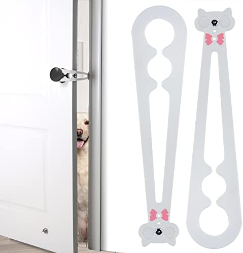  Cat Door Stopper - Ellasdan Cat Door Holder Dog Door Keeps Dogs & Kids Out Of Litter & Food, Cat Door Interior Door, Flexible Cat Door Latch (2 Packs）