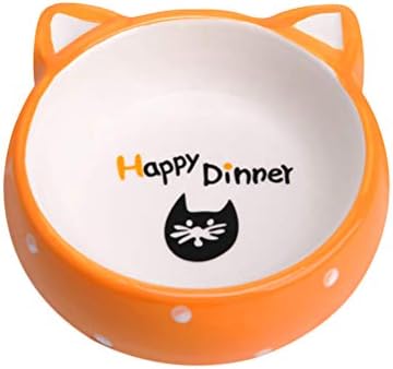  Pet Bowl Cartoon Cat Ear Bowl Ceramics Food Feeding Bowl Pet Feeder Pet Supplies For Cat Dog (Yellow)