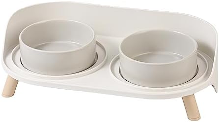  Elevated Dog Food Water Bowl - Raised Dog Bowls With Stand Non Skid - Double Dog Feeding Bowl Set With Splash Proof Guard - Ceramic Pet Dish For Small To Medium Dogs And Large Cats - 28.74 Oz - 850 Ml
