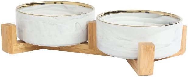  A4DOG Dog Bowl, Small Dog For Food And Water Elevated Ceramic Dog Bowls With Stand Raised Dog Cat Bowl Set Splash Proof Dog Water Bowl Dog Feeding Station For Small Medium Dog, Cat, Puppy Green