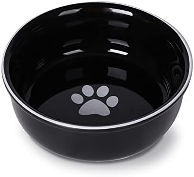  GDCZ Ceramics Raised Small Dog Or Cat Bowls For Pet Food 15 Ounces (Black)
