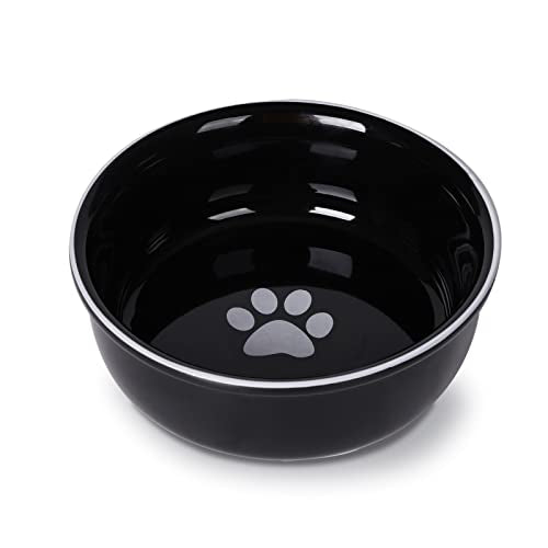  GDCZ Ceramics Raised Small Dog Or Cat Bowls For Pet Food 15 Ounces (Black)