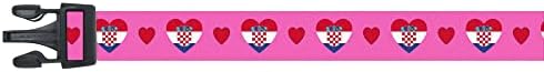  Dog Collar | I Love Croatia | Hearts | Great For National Holidays, Special Events, Festivals, Parades | Made In USA | XSmall Small Medium Large XLarge
