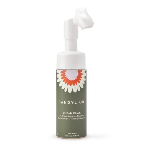  Dandylion Clean Paws | No-Rinse Foaming Cleanser | Gentle, Fragrance-Free, And PH Balanced To Provide A Deep Clean Safe For All Dogs | 5fl Oz. Bottle With Silicone Bristle Brush