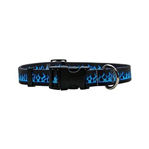  Blue Flames Dog Collar - Size Large 18" To 28" Long