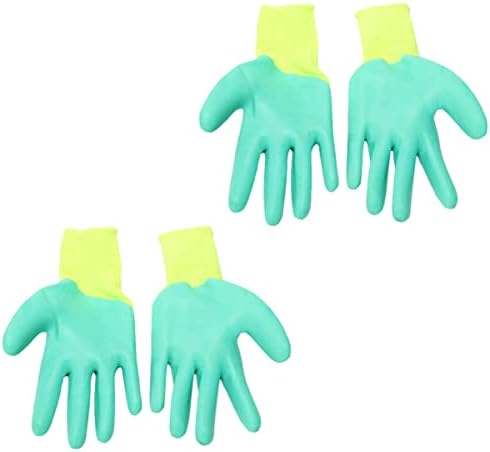  ULTECHNOVO 4pairs Squirrels Cat Training Premium Lover Yellow, Green For Glove: Hedgehog Bird Thickening Bite Handling Yellow Parrot Pet Rubber Glove - Bite Hamster - Scratch Hand