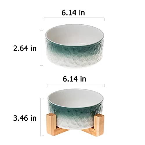  Weesama Cat Bowl Anti Vomiting, Raised Cat Food Bowls, Tilted Elevated Cat Bowl, Ceramic Pet Food Bowl For Flat Faced Cats, Small Dogs, Protect Pet's Spine, Dishwasher Safe (Green)