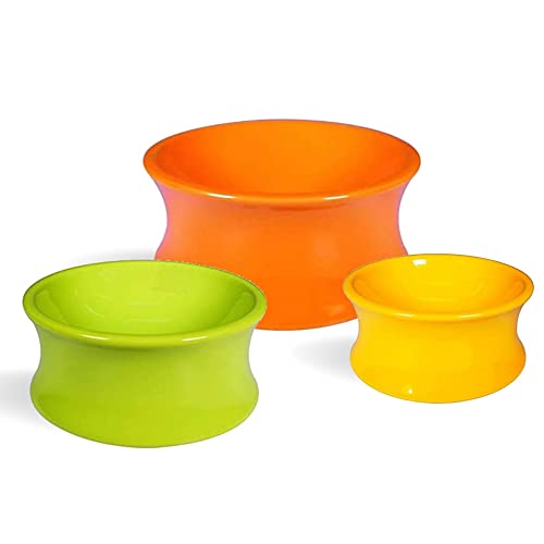  Raised Ceramic Pet Bowl The Kurve One For Pets, Clementine, Small